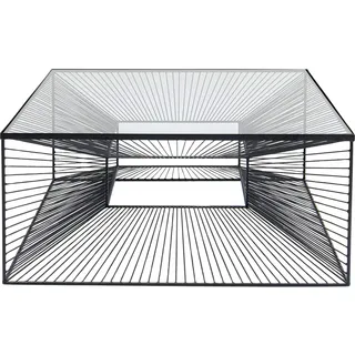 Kare Design Couchtisch Dimension, Schwarz, Beistelltisch, Wohnzimmertisch Stahlgestell, ESG-Glas Tischplatte, handgearbeitet, quadratisch, 38x81x81 cm (H/B/T)