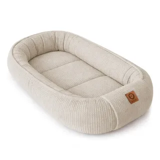 Babynestchen Neugeborene – Babynest aus Waffelpique Baumwolle – Nestchen Baby für Babybett & Kinderbett – Babykokon Tragbar – OEKO-TEX zertifiziert – Zubehör Babybett - Sand Waffelpique