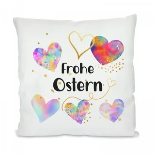 Herzbotschaft Dekokissen Kissen mit einseitigem Motiv Frohe Ostern, Kissenhülle mit Füllung