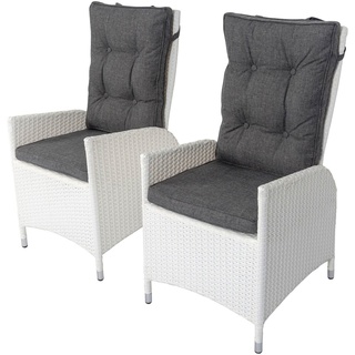 OUTFLEXX 2er Set Dining Sessel, weiß, Polyrattan, 55 x 65 x 112 cm, Rücken stufenlos verstellbar