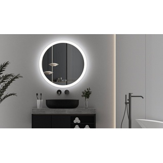 WDWRITTI Spiegel Rund 60 cm Led Badspiegel mit Touch Uhr dimmbar Lichtfarben Helligkeit (Wandspiegel mit beleuchtung, Warmweiß, Neutral, Kaltweiß), Speicherfunktion, IP44