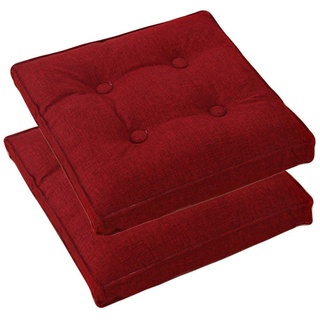 Sitzkissen Set mit 2 bunten Sitzkissen für Garten- und Esszimmerstühle, Zuhause, Küche, Stuhlkissen, gepolstert, waschbar, Rot, 40 x 40 cm