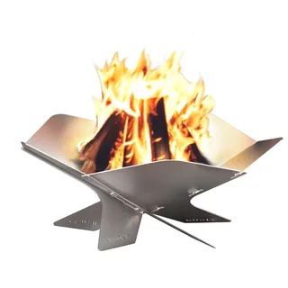 Design Camping Feuerschale aus Edelstahl | Faltbare Feuerstelle Outdoor, Camping, Garten | Mobile, demontierbare und steckbare Feuerstelle für das Mobile Lagerfeuer