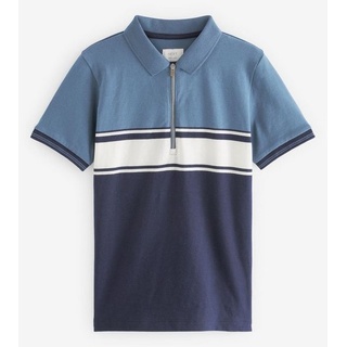 Next Poloshirt Kurzärmeliges Polohemd mit Reißverschluss (1-tlg) blau 128 (8 J.)