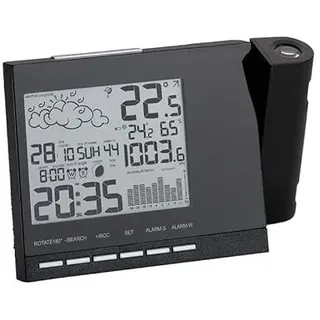 Mebus Funkwetterstation mit Projektion und Wetterprognose schwarz