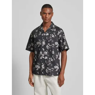 Relaxed Fit Freizeithemd mit Allover-Print Modell 'FRED', Black, S