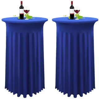 luxuskollektion Stehtischhusse Stretch Blau 80 x 110 cm 2er Set