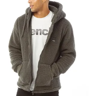 Bench Tommy Borg Herren-Kapuzenjacke mit durchgehendem Reißverschluss, Teddybär-Fleece, anthrazit, M - M
