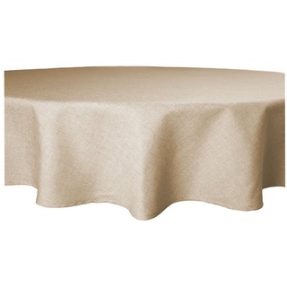 Haus und Deko Tischdecke Tischdecke rund Leinenoptik Lotuseffekt Tischwäsche Wasserabweisend (1-tlg) beige Ø 180 cm