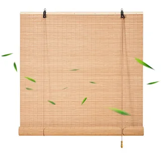 Bambusrollo Bambus Jalousie 50 60 70 80 90 100 110 120 130 140 150 160 170 180cm Raffrollo Vorhang Sichtschutz Sonnenschutz Lichtfilter-Rollo für Terrasse/Garten/Küche Einfach Aufzuhängen