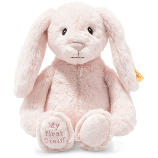 Steiff Soft Cuddly Friends My First Hoppie Hase-26 cm-Kuscheltier für Babys – kuschelig & weich-waschbar-rosa (242359), 135 g (1er Pack)