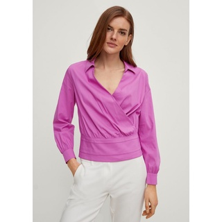Comma Langarmbluse Bluse in Wickel-Optik Raffung rosa 40