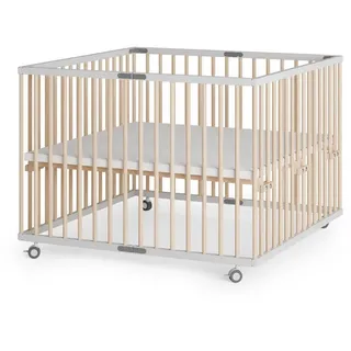 Sämann – make a difference. Laufgitter, Weiß, Natur, Holz, Echtholz,Buche, 100x74x100 cm, Babymöbel, Laufstall Baby