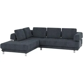 Stylife Ecksofa, Dunkelblau, Metall, Uni, 5-Sitzer, Füllung: Polyurethan (Pur), Ottomane links, L-Form, 277x235 cm, Goldenes M, Typenauswahl, Fußauswahl, Stoffauswahl, seitenverkehrt erhältlich, Hocker Rücken echt, individuell planbar, Wohnzimmer, Sofas & Couches, Wohnlandschaften, Ecksofas