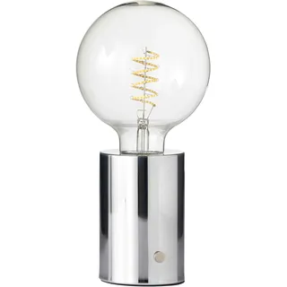 Northpoint LED Akku Tischlampe Edison Style Glühbirne mit Glühdraht bis zu 96 Stunden Laufzeit 2000mAh Touch Dimmer Ambientelicht Tischleuchte Chrom klares Glas