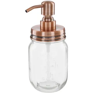 ALTGLAS Retro Mason Jar Seifenspender aus Einmach Glas + Edestahl Pumpkopf | Vintage Kupfer • 304 Edelstahl Pumpkopf + Deckel • 473 ml • Nachfüllbar • mit Prägung der Füllmenge • Plastikfreie Verpackung