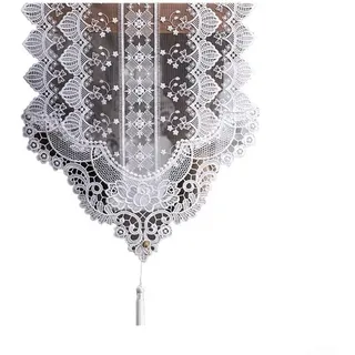 Besshepplo Hohle Spitze Tischläufer Elegante Netz-Tischdecke Vintage Makramee Tischdecke Spitze Tischläufer Weiß Mesh Stickerei Hohl Esstisch Couchtisch Dekoration (35 x 120 cm)