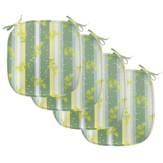 Abakuhaus Stuhlkissen »Dekoratives wasserfestes Kissen mit Riemen für Küchensitze«, Gestreift Frühling-gestreifte Blumen gelb|grün