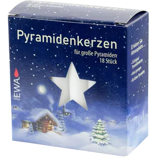 HELA Pyramidenkerzen für große Pyramiden, weiß, 18 Stück, Ø1,7x10cm, unparfümiert
