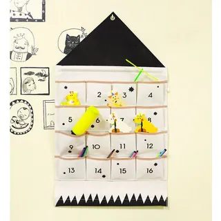 Adventskalender zum befüllen Weihnachten Kalender befüllbar, Stoff Weihnachtskalender zum Aufhängen Weihnachtlichen Ornamente, 16 Taschen, 80% P...
