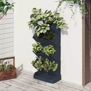 ULUYYUC 4er Vertikal Pflanzkästen Anthrazit Polypropylen 19,5x11x47,5 cm mit Bewässerungssystem platzsparendes Hochbeet für Balkon Garten Küche und Büro