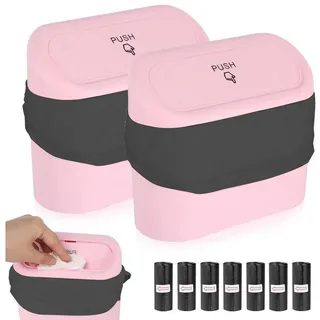 LuxusKollektion Mülleimer Auto-Mülleimer 2er pink mini mit Deckel 105 Beutel geruchsdicht rosa