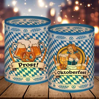 12 Windlicht Tischdeko, für Oktoberfest Dekoration, Bayrische Deko Blau, Bayern DekoSet, Tisch Deko Party, Geeignet für Teelichter oder Kerzen