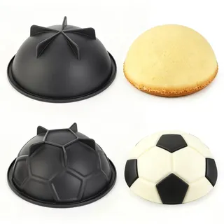 VINATO 3 in 1 Halbkugel Silikonform 2 Stück Brotformen zum Backen Silikon Backform mit Sockel Antihaft Kuchenform Brotbackform Silikon-Backform in Fußballform für eine Sport-Geburtstagsparty