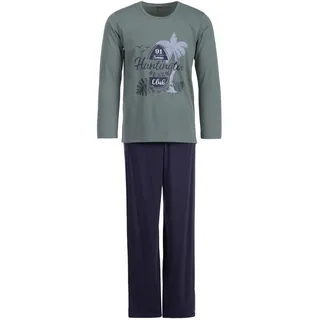 Henry Terre Herren Pyjama Langarm T-Shirt mit Hose Beach Schlafshirt M-2XL Baumwolle - M