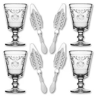 4X La Rochere Absinth Glas Versailles 200ml + 4X Absinth Löffel Losanges 41"