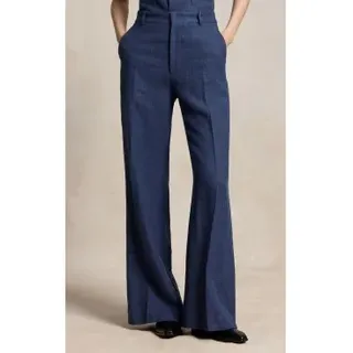 Polo Ralph Lauren für Damen. 211B17586001 Beaton Hose aus Leinen und Baumwolle in Blau (42), Lässig, Klassisch, Marine