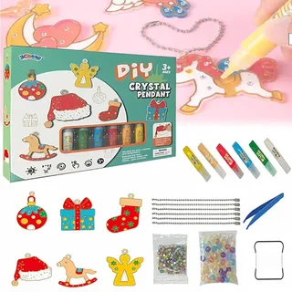 Cemssitu DIY Crystal Paint Arts and Crafts Set, Diamond Painting Kits, DIY Crystal Pendant Kit, DIY Christmas Ornaments Kits