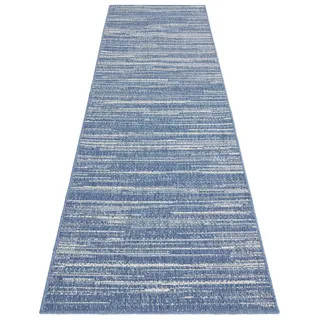Läufer ELLE DECORATION "Mèlange" Teppiche Gr. B/L: 80 cm x 350 cm, 5 mm, 1 St., blau (blau, weiß) Kurzflor-Läufer Flachgewebe, In-& Outdoor, Modern, Wendeteppich, Balkon, Wohnzimmer
