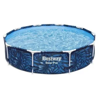 BESTWAY Steel Pro Frame Pool Ø 305 x 66 cm, tropisches Blatt-Design