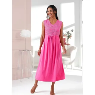 Nachthemd ASCAFA "Nachthemd", Damen, Gr. 36/38, Normalgrößen, pink (fuchsia), 50% Baumwolle, 50% Modal, Spitze:26% Polyamid, 74% Viskose, rn% 2 Teile mit untersch. Material, unifarben, Kleider Nachthemd