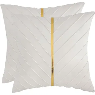 Bebusingoto Beige Samtkissenbezüge, 45 X 45 Cm, 2er-pack Mit Dekorativen Kissenfüllungen Aus Goldfarbenem Leder. Moderner Luxus-kissenbezug.
