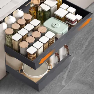 Teleskopschublade, Ausziehbare Schublade KüChe,KüChenschrank Organizer für KüChenschräNke, Schubladen Organizer,Kein Bohren und Nageln Erforderlich KüChenschublade