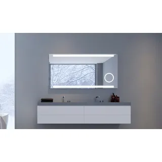 Talos King Badspiegel mit Beleuchtung 120x60 Led Wandspiegel mit beleuchtetem Kosmetikspiegel. Lichtfarbe neutralweiß. Digitaluhr. IP24