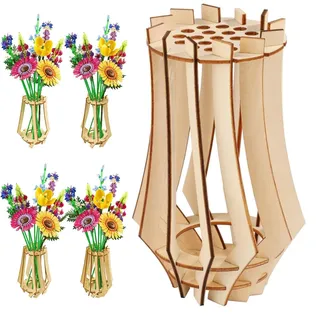 FloralGrace 1 Stück Holzvase fürBlumen, Blumenvase für Blumenstrauß, Holzständer für Rosen, Kirschblüten, Sonnenblumen, Tulpen, Narzissen, Lotus