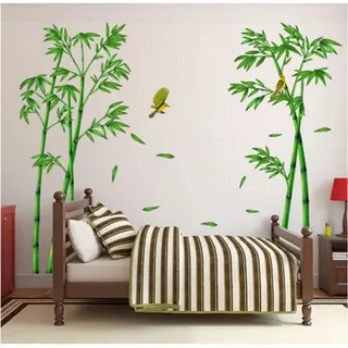 6090cm2, Großes Bambus Wandtattoo Grüne Pflanze Vogel Wandtattoo Für Schlafzimmer Wohnzimmer Büro Wanddekoration