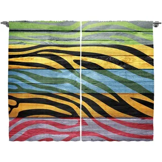 Abakuhaus Gardine Schlafzimmer Kräuselband Vorhang mit Schlaufen und Haken, Zebra-Druck Buntes Tier schwarz|gelb|grün 280 cm x 225 cm