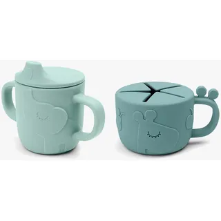 Done by Deer Schnabeltasse Snack & Trinkbecher Set Blau