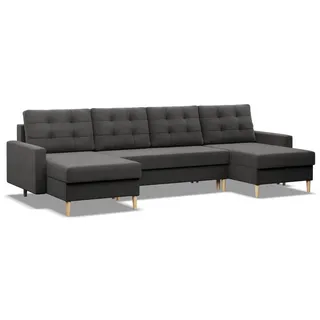 mebligo Eckcouch Textil 4-Sitzer Grau
