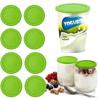 Wiederverwendbarer frischer Deckel für 500 g Joghurtbecher, 8 Stück Silikon Tasse Deckel für Joghurt Tassen, Joghurt wiederverwendbare frische Deckel (8 Stück)