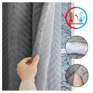Rosnek Verdunkelungsvorhang Thermovorhang Verdunklung Flanell Kälteschutz Blickdicht 350g/m2, (2 St), Kräuselband Stangendurchzug Wohnzimmer Schlafzimmer 200x260cm Grau grau 200 cm x 260 cm