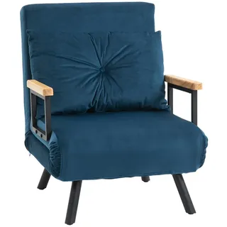 HOMCOM Sessel Gästebett mit Rückenkissen, Polstersofa mit Verstellbarer Rückenlehne (Relaxsessel mit Bettfunktion, 1-St., Schlafsofa), für Schlafzimmer, Wohnzimmer, Blau blau