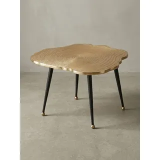 KADIMA DESIGN Moderner Couchtisch - Schwarz/Gold, Baumscheiben-Look aus Aluminium | Gr.: onesize