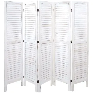 Mendler Paravent HWC-G30, Trennwand Sichtschutz Raumteiler, Shabby-Look 170x200cm ~ weiß