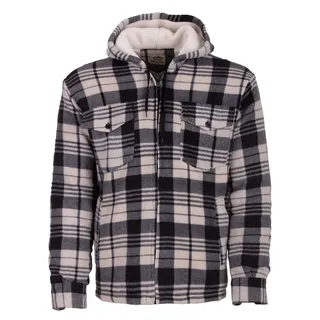 Henry Terre Holzfällerjacke Herren Hemdjacke Kapuze Arbeitsjacke Hemd Flanell Thermojacke Jacke Kariert Gefüttert M-3XL, Farbe:anthrazit, Größe:XXL - XXL
