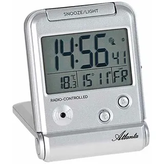 Atlanta Reisewecker Digital Funk silbern Repetition Licht Kalender